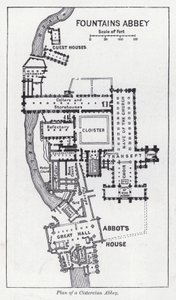 Plano de uma abadia cisterciense (litho) de English School