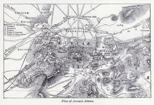 Plano de Atenas antiga (litho) de English School