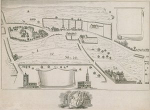 Plano dos subúrbios a noroeste de Londres em torno de St Giles nos campos de English School