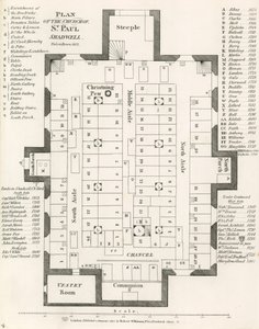 Plano da Igreja de St Pauls, Shadwell, Londres, tirada em 1817 de English School