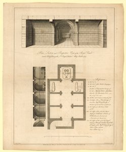 Plano da Abóbada Real sob a Capela do Rei Henrique VII, Abadia de Westminster, construída em 1737 de English School