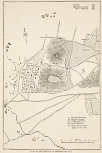 Plano da defesa do monte de Seetabuldee, ilustração da história ilustrada de Cassells da Índia por James Grant, bar. 1879 de English School