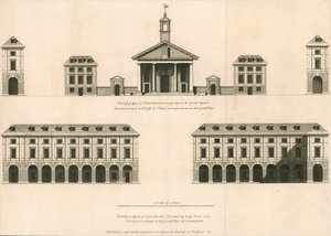 Plano da perspectiva do leste da igreja de St Pauls, Covent Garden e prospecto ocidental do Covent Garden de English School