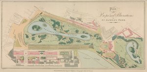 Plano das alterações propostas para St Jamess Park, Londres de English School
