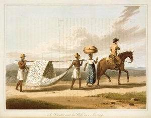 Plantador e sua esposa em uma viagem, placa 1 de "Viagens no Brasil" de Henry Koster de English School