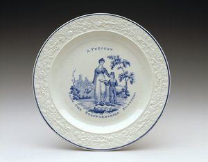 Placa, c. 1820 (faiança vitrificada com chumbo com impressão de transferência) de English School