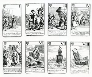Cartas de Baralho que descrevem os eventos da Armada Espanhola, 1699 de English School