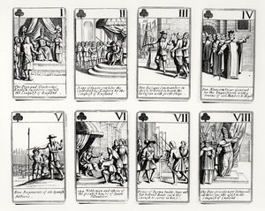 Cartas de jogar descrevendo eventos da Armada Espanhola de English School