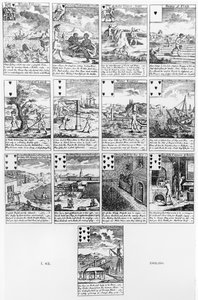 Cartas de jogar satirizando empreendimentos de bolha, c.1720 de English School