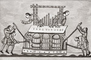 Tocando o Órgão 1130-74, de &39;Uma Breve História do Povo Inglês&39; por JR Green, publicado em 1893 de English School
