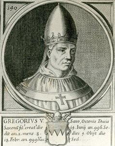 Papa Gregório V (972-999) (gravura) de English School