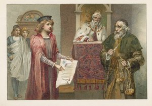 Portia, Shylock e o Juiz no Mercador de Veneza de English School