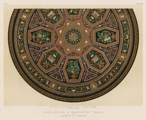 Porção de uma mesa de marchetaria por Lancetti de Perugia de English School