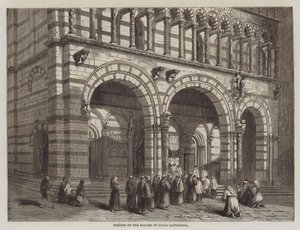 Porção da Fachada da Catedral de Lucca (gravura) de English School