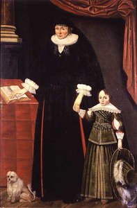 Retrato de uma senhora e de um jovem rapaz, talvez Anne Bonham e o seu filho Hugh. de English School