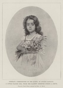 Retrato, encomendado pela Rainha, de Angele Gastaud, uma Menina Pequena Nicoise, que Sua Majestade observou durante um Drive (litho) de English School