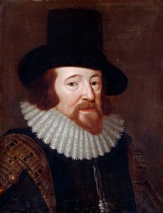 "Retrato de Francis Bacon (1561-1626), estadista e filósofo inglês" Pintura anónima cerca de 1622 - Óleo sobre tela Dim 61x47 cm de English School
