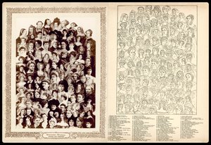 Montagem de retratos, c 1910: Mulheres eminentes, literárias e históricas (litografia) de English School