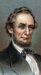 Retrato de Abraham Lincoln - Retrato de Abraham Lincoln (1809-1865) 16º Presidente dos Estados Unidos da América - Da série "Leaders of Men" - Chromolithography - Escola de Inglês, século 20 - de English School