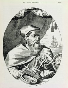 Retrato de Amerigo Vespucci (1454-1512) de "A História Narrativa e Crítica da América", editado por Justin Winsor, Londres, 1886 de English School
