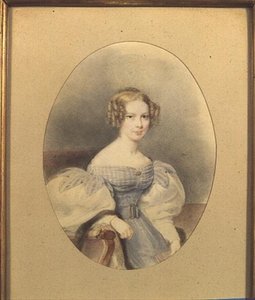 Retrato da Condessa Elizabeth von Sandizell, conhecida como Lili, de 18 anos (aguarela sobre papel) de English School