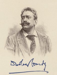 Retrato de Dudley Hardy, carticaturista (litografia a cores) de English School