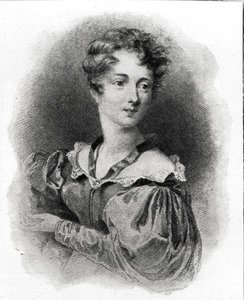 Retrato de Lady Caroline Lamb (b.1785) (litho) (foto a p/b) de English School
