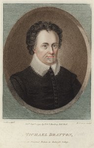 Retrato de Michael Drayton (gravura a cores) de English School
