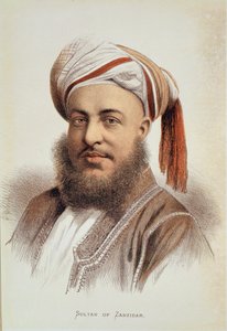 Retrato de Sayyid Barghash (c.1834-88), Sultão de Zanzibar (cor litho) de English School