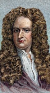 Retrato de Sir Isaac Newton 1642-1727, físico e matemático inglês - Da série "Leaders of Men" - Chromolithography - Escola Inglesa, século XX - de English School