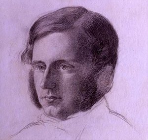 Retrato de um Cavalheiro, c.1840 (giz preto sobre papel) de English School