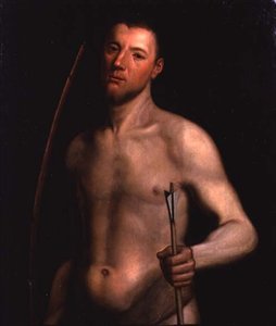 Retrato de um Homem como São Sebastião, c.1554-60 (óleo sobre painel) de English School