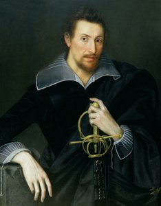 Retrato, de, um, homem, com, um, espada