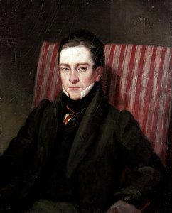 Retrato do poeta inglês Thomas Hood (1799-1845) Pintura da Escola Inglesa de Londres do século XIX, Galeria nacional de retratos de English School