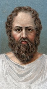 Retrato do filósofo grego Sócrates (469-399 AC) Sócrates - - Da série "Líderes dos Homens" - Cromolitografia - Escola Inglesa, século XX - de English School