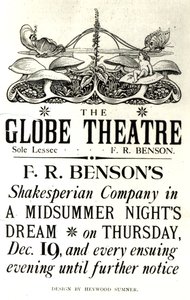 Propaganda de cartazes &39;Sonho de uma noite de verão&39;, de William Shakespeare (1564-1616), interpretada por Shakespearean Company, de FR Benson, no Globe theatre, c.1890 (impressão)