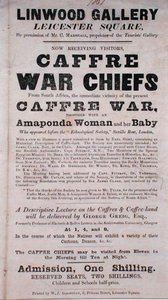 Cartaz publicitando uma Palestra sobre Caffre War Chiefs na Galeria Linwood de English School