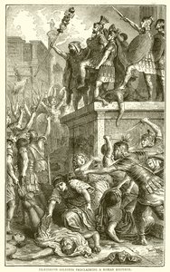 Soldados pretorianos proclamando um imperador romano de English School