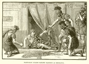 Guardas pretorianos saudando Claudius como imperador de English School