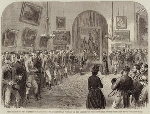 Apresentação à condessa de Yarborough de um retrato equestre de sua senhoria pelos senhores da caça Brocklesby de English School