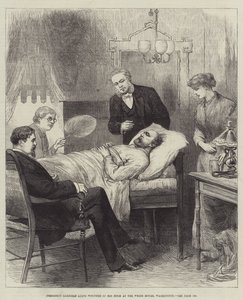 Presidente Garfield deitado ferido em seu quarto na Casa Branca, Washington de English School