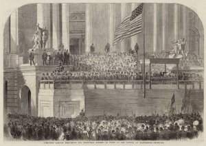 Presidente Lincoln entregando seu discurso inaugural de English School