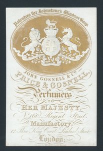 Price and Gosnell, Perfumistas para Sua Majestade, cartão comercial de English School