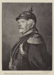 Príncipe Bismarck, que completa oitenta anos no dia 1 de Abril (gravura) de English School