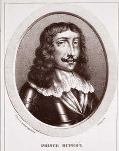 Príncipe Rupert, de uma gravura antiga, atribuída a Delaporte, gravada por de Ducarme de English School