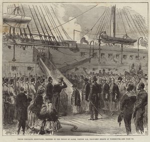 Príncipe Tokugawa Minbutaiho visitando os Serapis em Portsmouth de English School