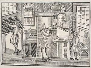 Escritório de impressão, c.1710 de English School