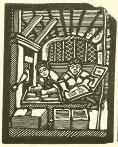 Prensa de impressão (xilogravura) de English School
