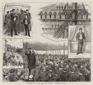 Prémio Dia a Bordo HMS Worcester (gravura) de English School