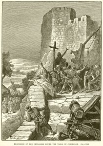 Procissão dos cruzados ao redor dos muros de Jerusalém de English School